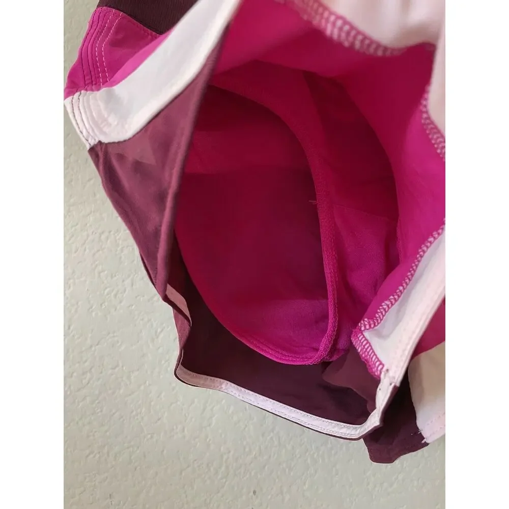 Justice Pink Burgundy Colorblock Girls’ Built In Liner Running Shorts Size 10